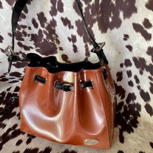 Beijo Patent Leather Should Bag ~ Orange/Black